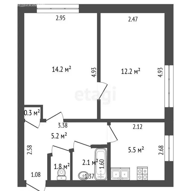 2-комнатная квартира: Калининград, улица Багратиона, 134 (40.5 м) - Фото 1