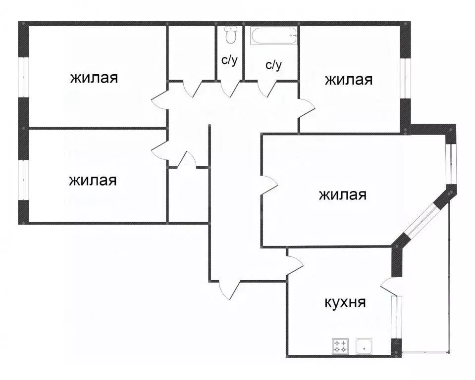 4-к кв. Ханты-Мансийский АО, Сургут Югорская ул., 5/3 (86.6 м) - Фото 1