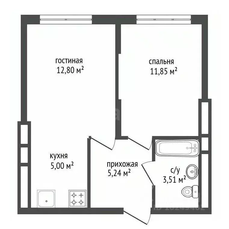 2-к кв. Башкортостан, Уфа ул. Сержанта Пашкова, 5 (38.4 м) - Фото 2