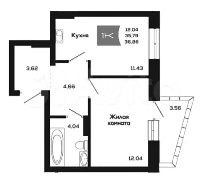 1-к. квартира, 38,9 м, 17/25 эт. - Фото 0