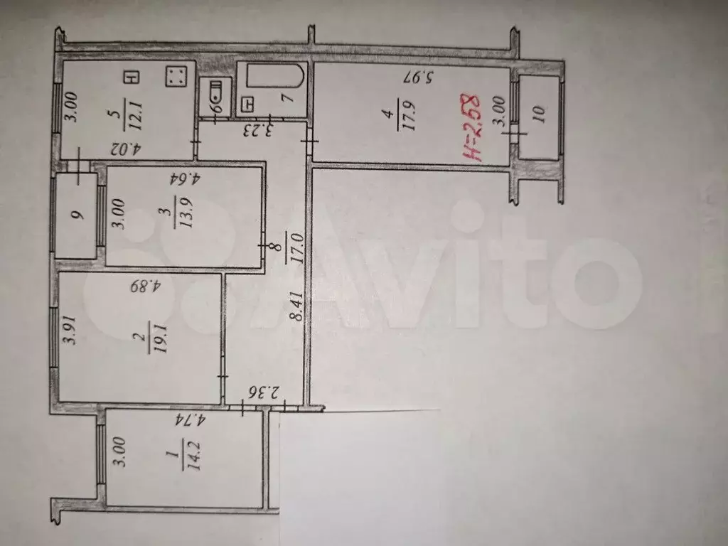 4-к. квартира, 99 м, 4/5 эт. - Фото 1