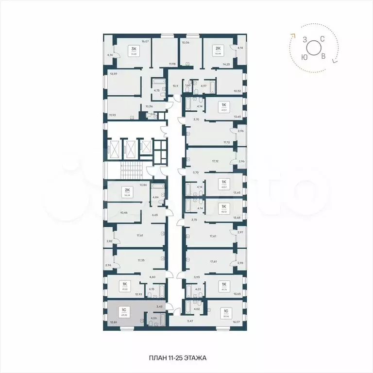 Квартира-студия, 23,4 м, 23/25 эт. - Фото 1