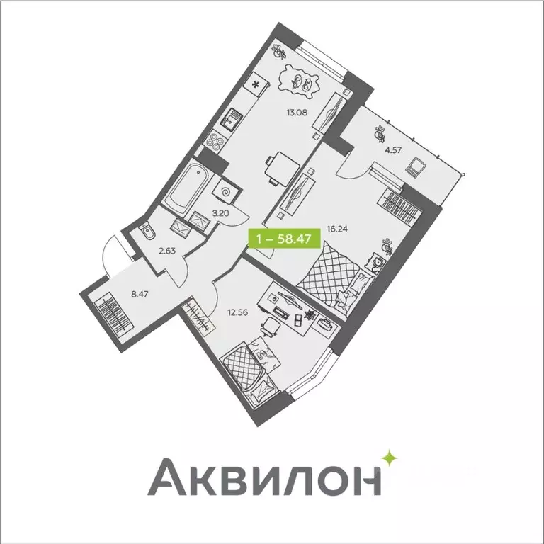 2-к кв. Архангельская область, Архангельск ул. Валявкина, 38к3 (58.47 ... - Фото 1
