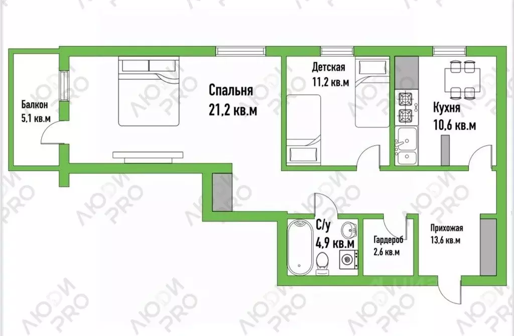 2-к кв. Кировская область, Киров ул. Анжелия Михеева, 17 (69.9 м) - Фото 1