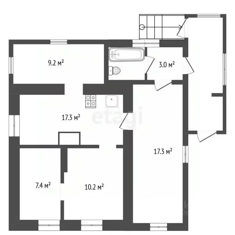 Дом в Кемеровская область, Новокузнецк пер. Ломоносова, 3 (62 м) - Фото 2