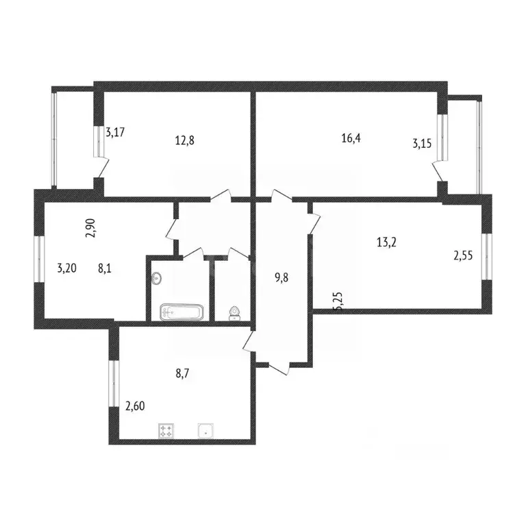 4-к кв. Белгородская область, Белгород ул. Щорса, 46 (76.4 м) - Фото 2