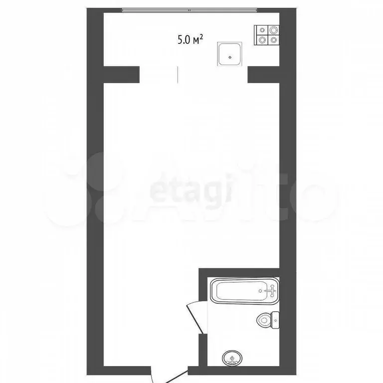 Квартира-студия, 17,9 м, 2/8 эт. - Фото 0