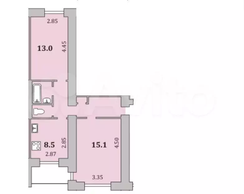 2-к. квартира, 47,9 м, 5/5 эт. - Фото 0