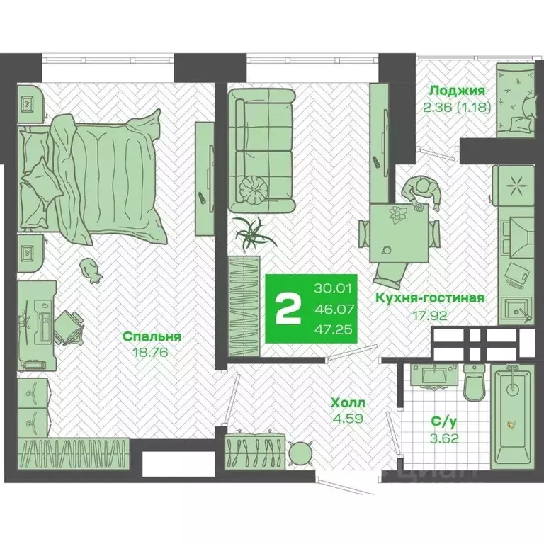 2-к кв. Приморский край, Владивосток Зеленый Бульвар 2 жилой комплекс ... - Фото 1