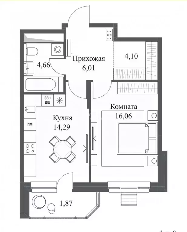 1-к кв. Московская область, Одинцово Северная ул., 5к4 (47.0 м) - Фото 2