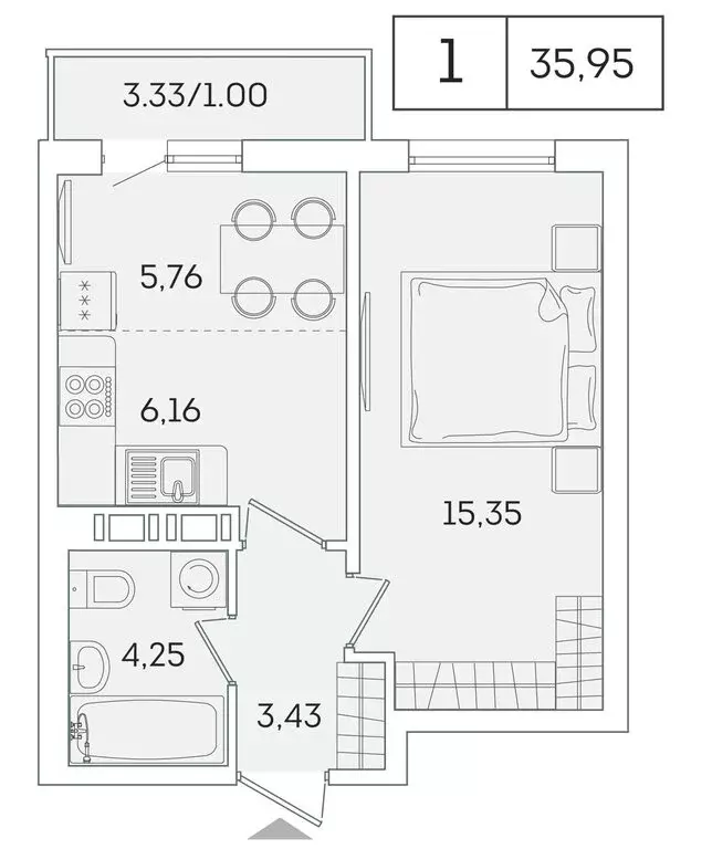 1-комнатная квартира: Мурино, Графская улица, 6к4 (35 м) - Фото 0