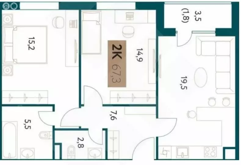 2-комнатная квартира: москва, винницкая улица, 8к1 (67 м) - Фото 0