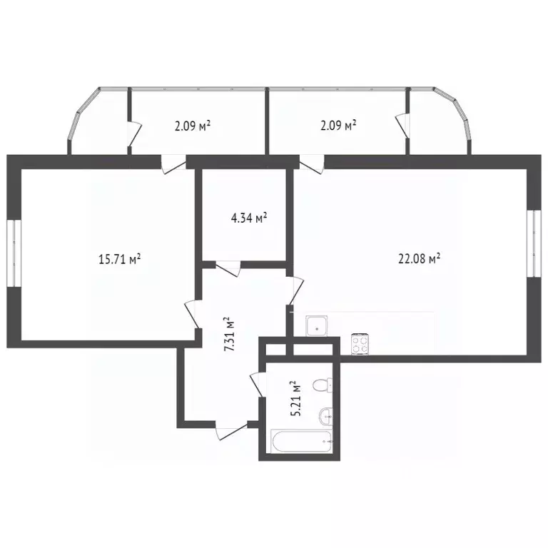 1-к кв. Ханты-Мансийский АО, Сургут ул. Мелик-Карамова, 4 (53.3 м) - Фото 2