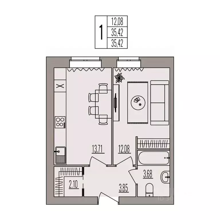 1-к кв. Волгоградская область, Волгоград ул. Землячки, 84/10 (35.42 м) - Фото 1
