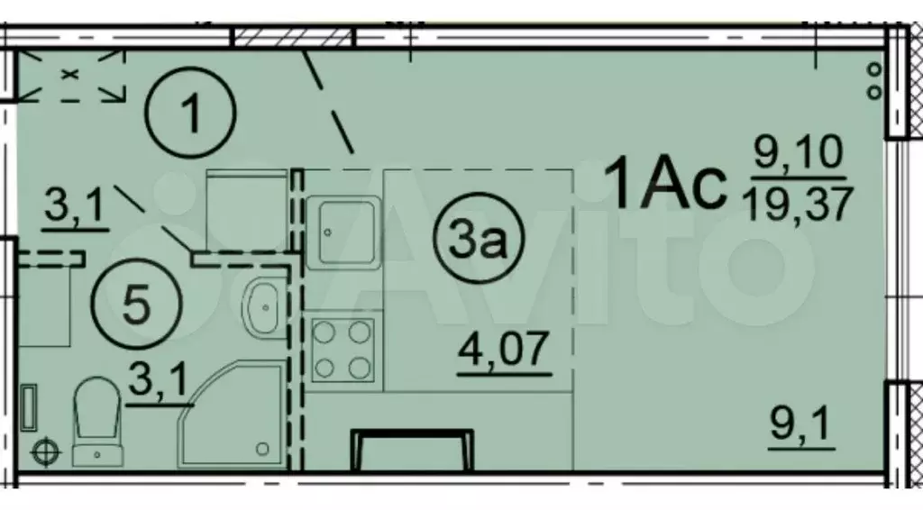 Квартира-студия, 19,4 м, 15/17 эт. - Фото 0