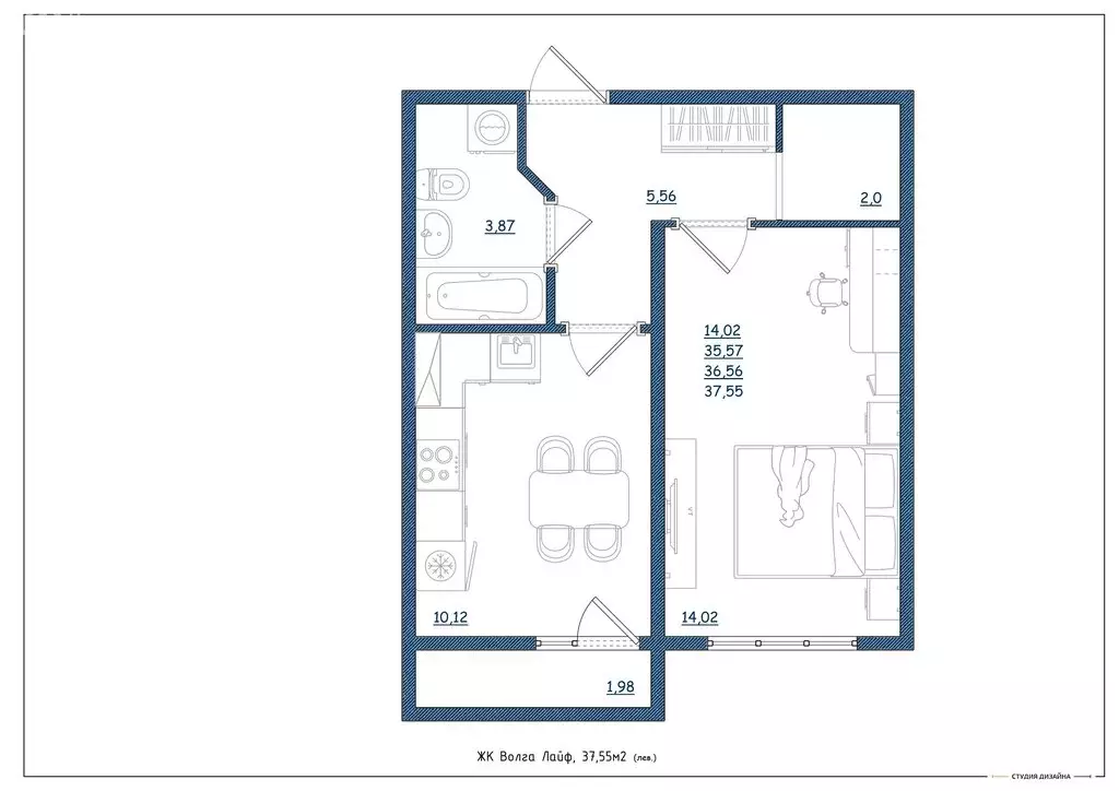 1-комнатная квартира: Тверь, Новочеркасская улица, 49 (37.55 м) - Фото 2