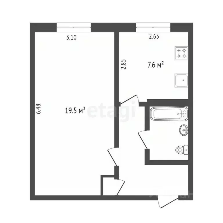 1-к кв. Тюменская область, Тюмень ул. Домостроителей, 12А (36.2 м) - Фото 0