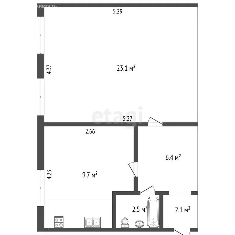 1-комнатная квартира: Севастополь, проспект Юрия Гагарина, 41 (48.3 м) - Фото 1