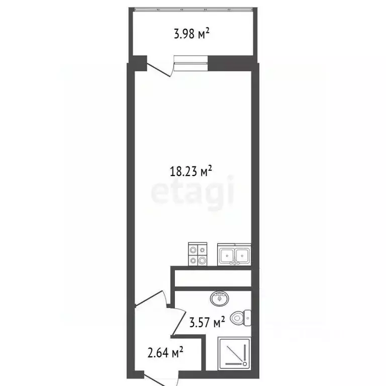 Студия Санкт-Петербург ул. Плесецкая, 20к1 (25.0 м) - Фото 1