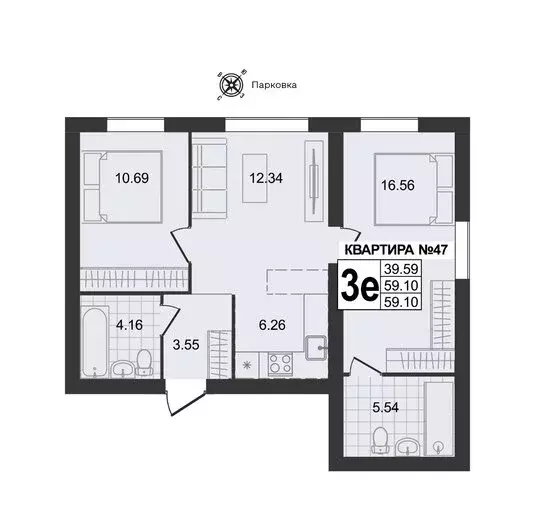 3-комнатная квартира: Муром, 3-я Новослободская улица (59.1 м) - Фото 0