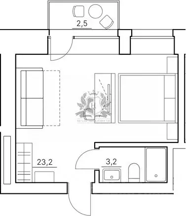 Студия Санкт-Петербург пос. Смолячково, ш. Приморское, 673О (28.9 м) - Фото 2
