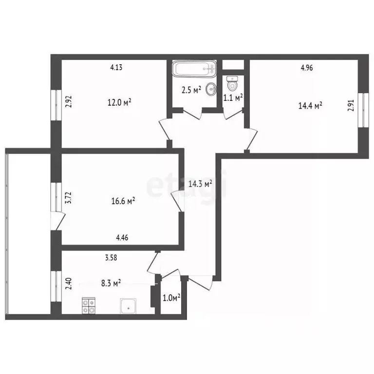3-к кв. Татарстан, Альметьевск Советская ул., 155 (66.7 м) - Фото 1