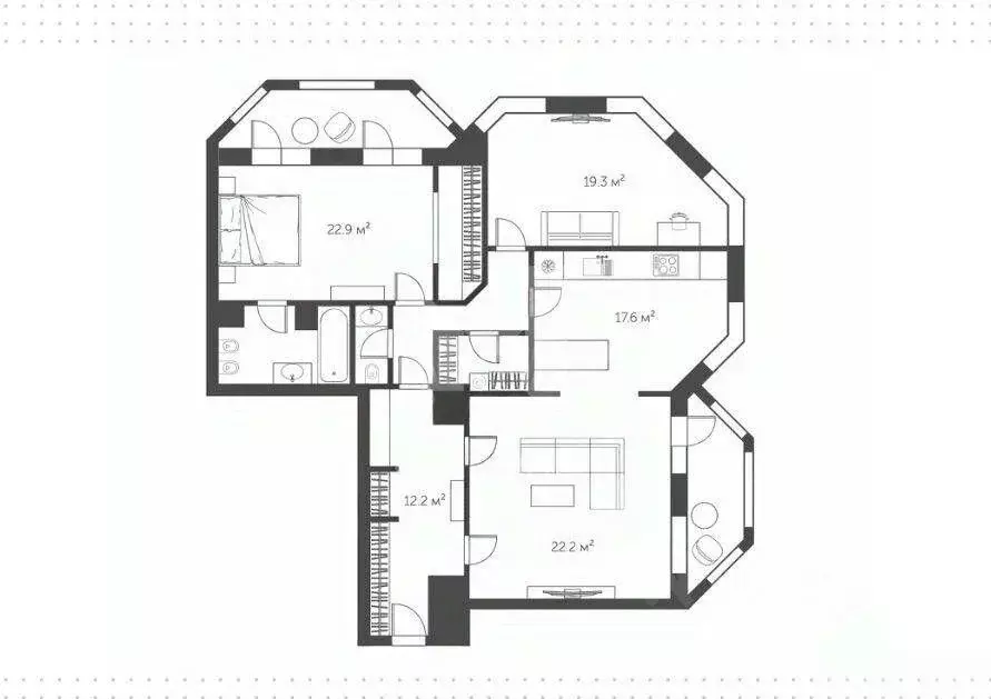 Квартира, 3 комнаты, 115.4 м - Фото 0