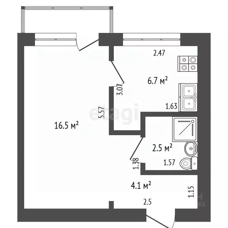 1-к кв. Кемеровская область, Юрга просп. Победы, 4 (29.9 м) - Фото 1