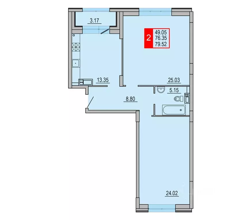 2-к кв. Тверская область, Тверь Петербургское ш. (79.52 м) - Фото 0
