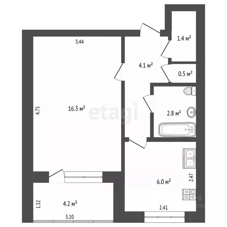 1-к кв. Крым, Кировский район, Первомайское с/пос, с. Первомайское ул. ... - Фото 2