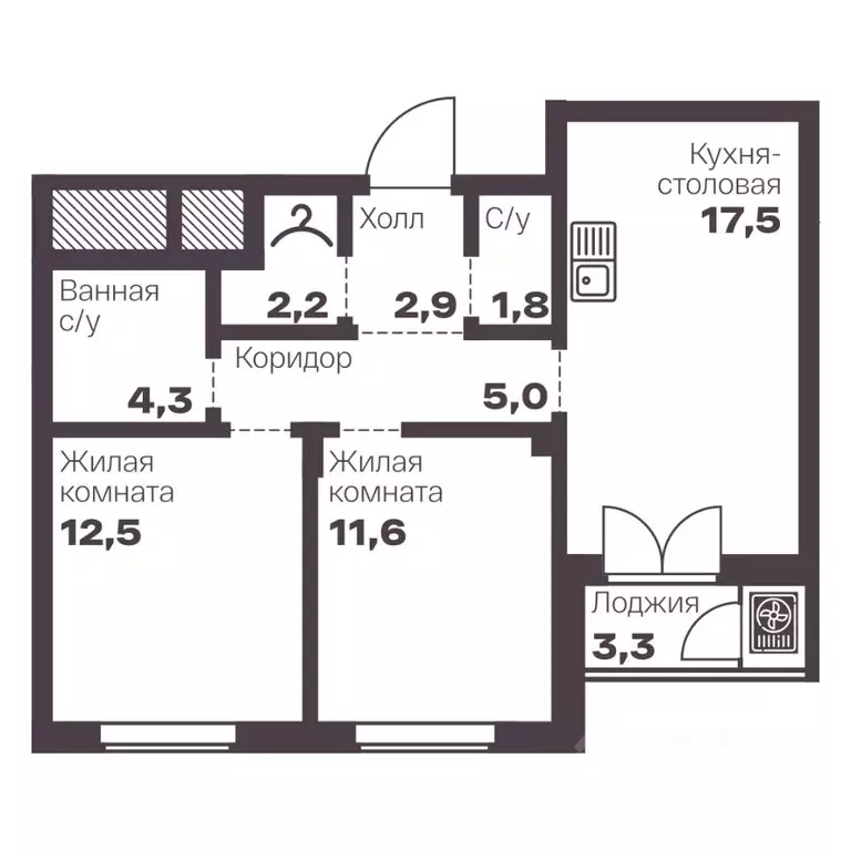2-к кв. Челябинская область, Челябинск просп. Ленина, 19В (57.8 м) - Фото 1