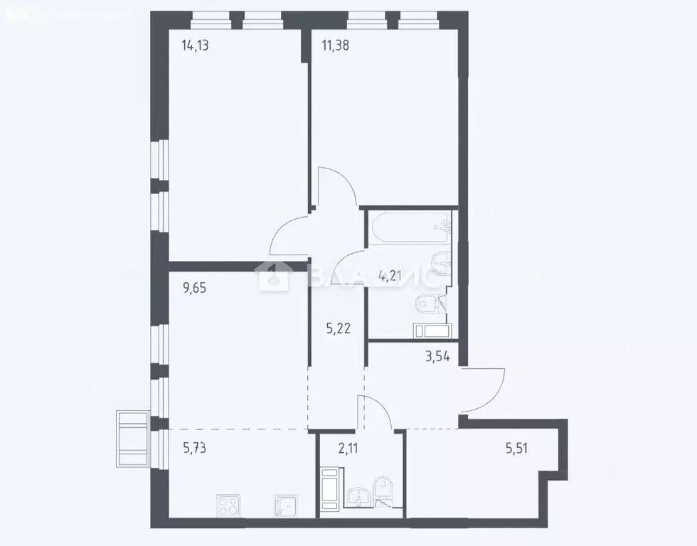 2-комнатная квартира: деревня Коробово, улица Авиаторов, 2 (61.7 м) - Фото 0