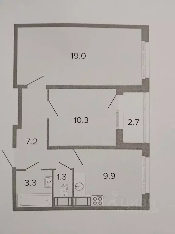 2-к кв. Санкт-Петербург ул. Плесецкая, 21 (50.8 м) - Фото 2