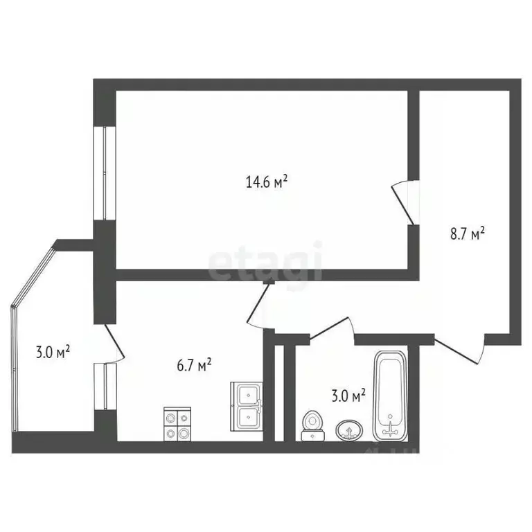 1-к кв. Тюменская область, Тюмень ул. Алексея Леонова, 30 (33.0 м) - Фото 2