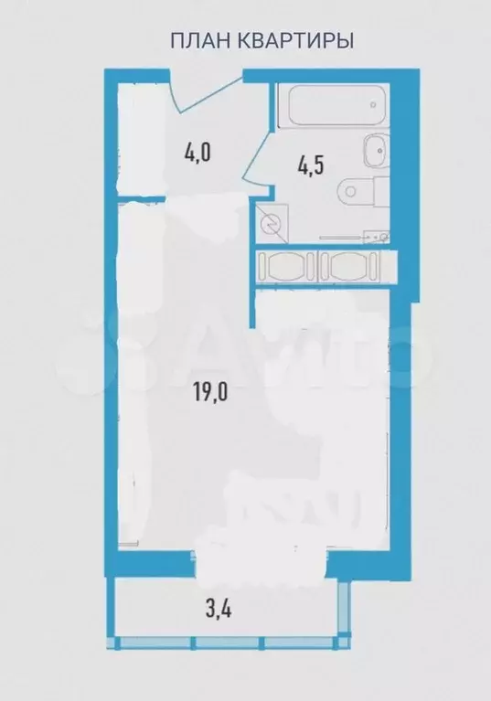 Квартира-студия, 28 м, 11/16 эт. - Фото 1