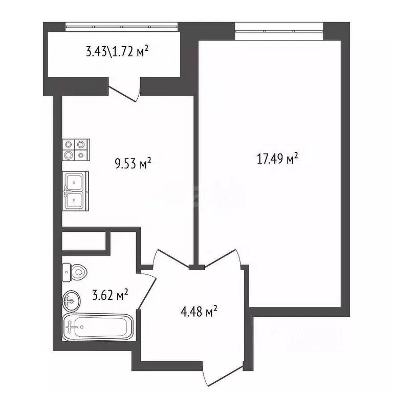 1-к кв. Ленинградская область, Мурино Всеволожский район, ул. ... - Фото 2