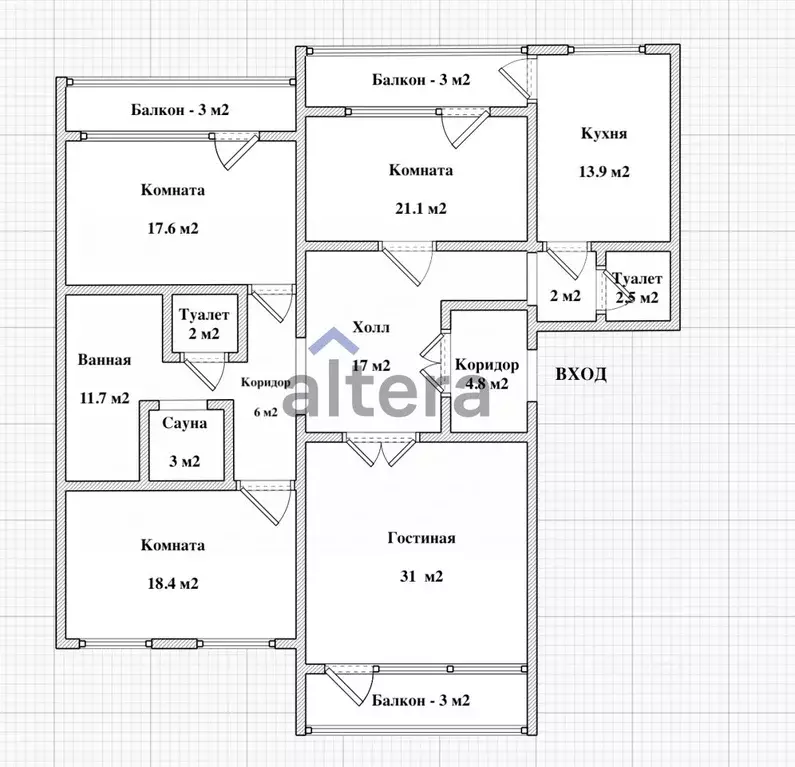 4-к кв. Татарстан, Казань ул. Сафиуллина, 16 (160.0 м) - Фото 1