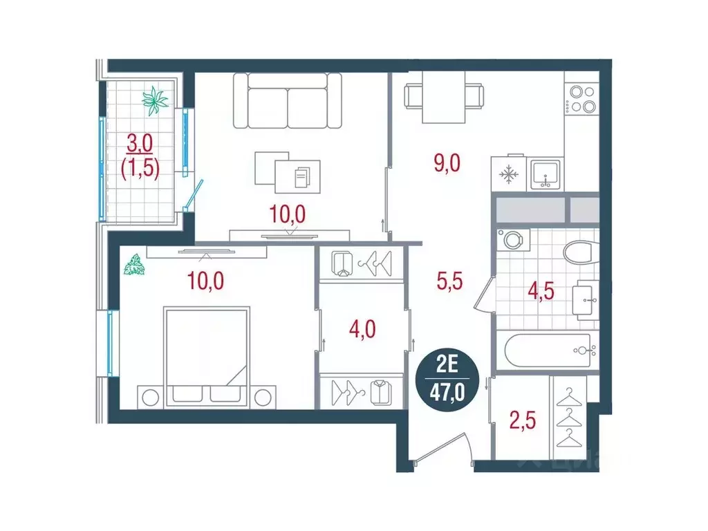 2-к кв. Москва Севанская ул., 62С2 (47.0 м) - Фото 0