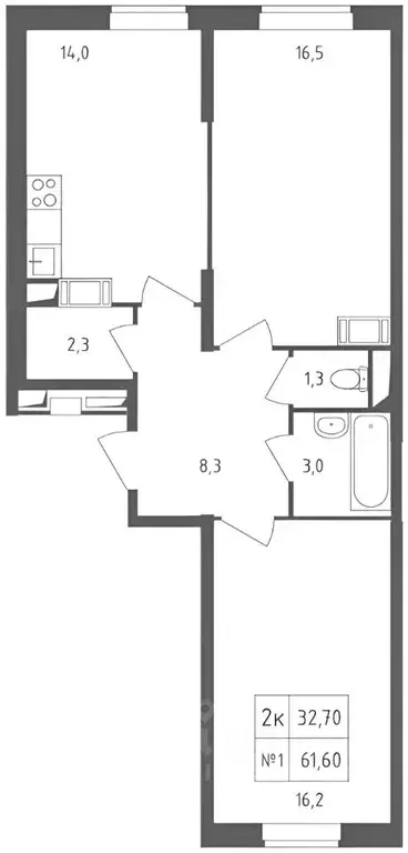 2-к кв. Москва ул. Маресьева, 6к2 (60.0 м) - Фото 1