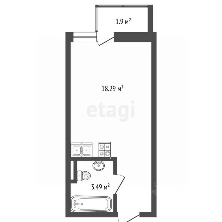 Студия Ростовская область, Ростов-на-Дону ул. Малиновского, 33/1 (24.4 ... - Фото 2