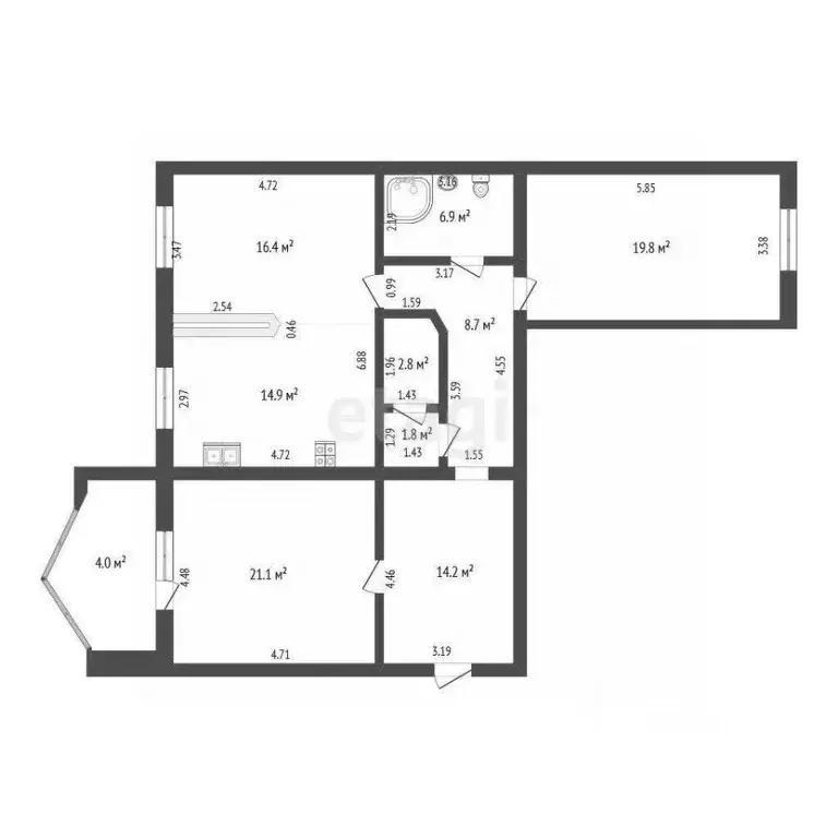 3-к кв. Забайкальский край, Чита Угданская ул., 3 (106.6 м) - Фото 1