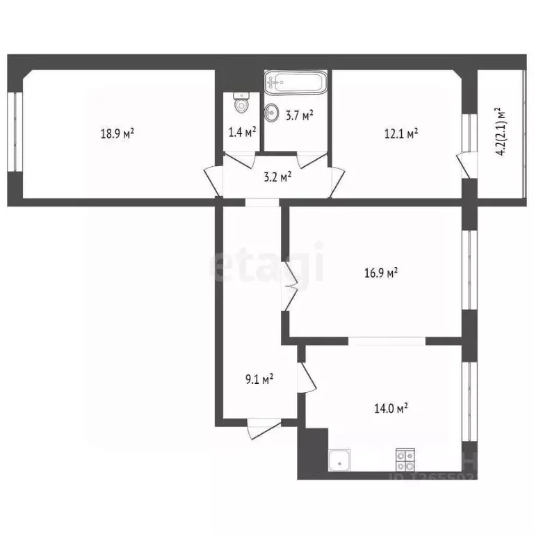 3-к кв. Костромская область, Кострома ул. Олега Юрасова, 1 (79.3 м) - Фото 0