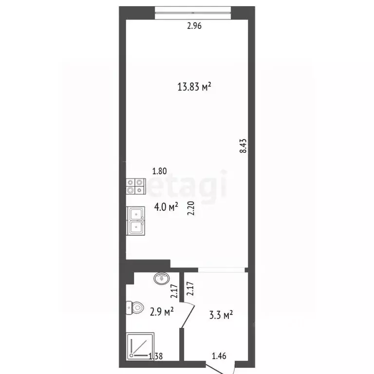 Студия Крым, Симферополь ул. Беспалова (24.0 м) - Фото 2