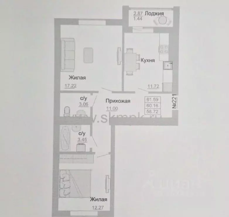 2-к кв. Калининградская область, Зеленоградск ул. Тургенева, 16Ак3 ... - Фото 2