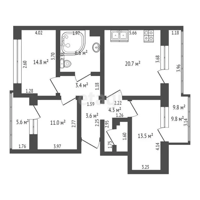 3-комнатная квартира: Ялта, улица Сеченова, 27 (94.6 м) - Фото 1
