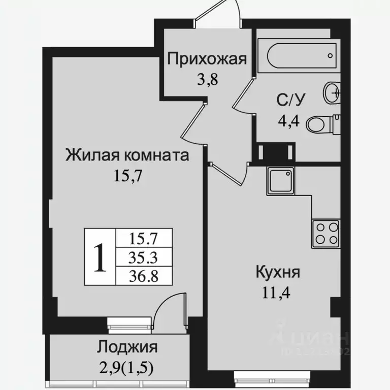 1-к кв. Ленинградская область, Всеволожск Южный мкр, ул. Крымская, 1 ... - Фото 0