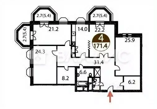 4-к кв. Москва просп. Вернадского, 78С4 (171.4 м) - Фото 2