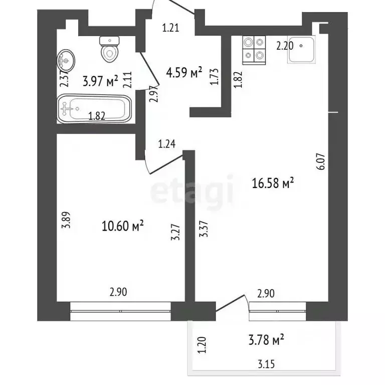 1-к кв. Тюменская область, Тюмень ул. Арктическая, 16 (38.8 м) - Фото 1