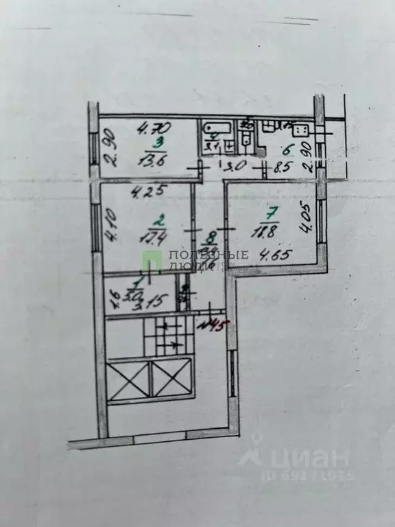 3-к кв. Орловская область, Мценск ул. Машиностроителей, 12 (82.0 м) - Фото 2