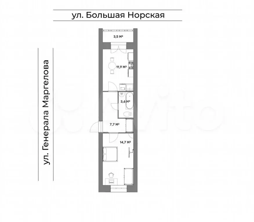 1-к. квартира, 39,7 м, 5/5 эт. - Фото 0